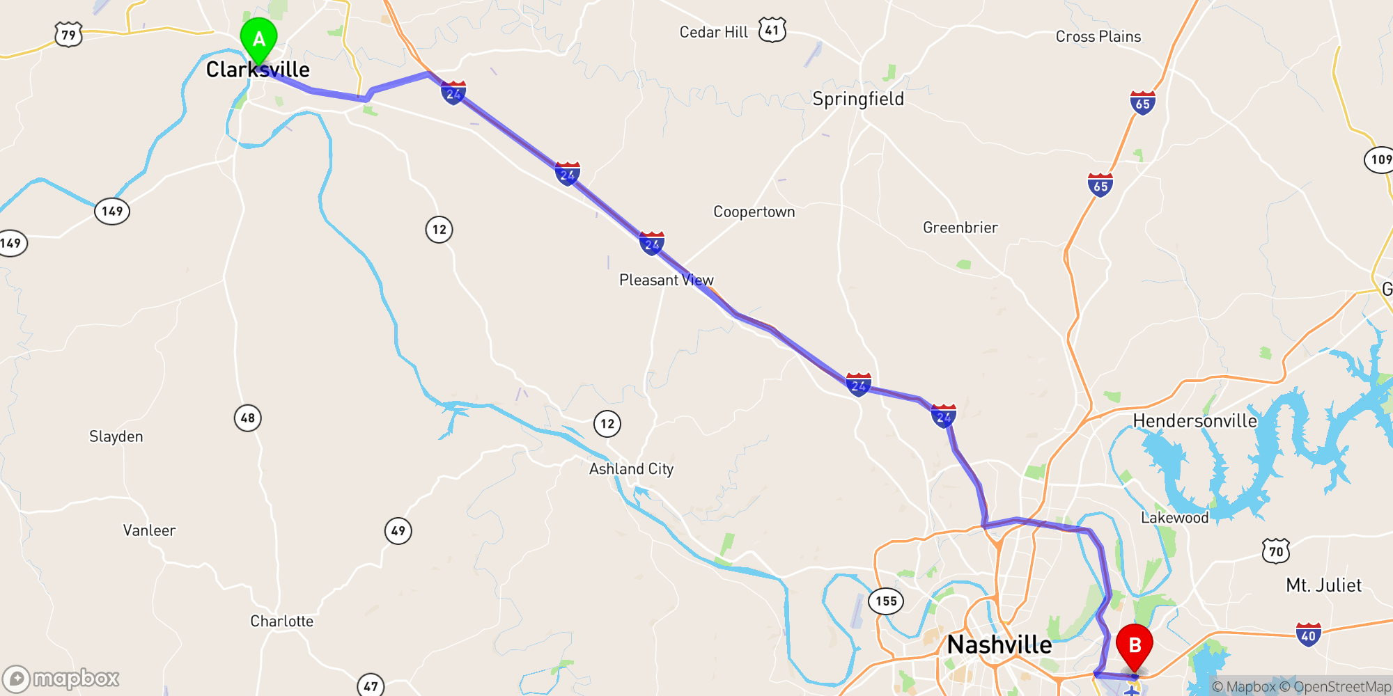 Shuttle from Clarksville to Nashville Airport