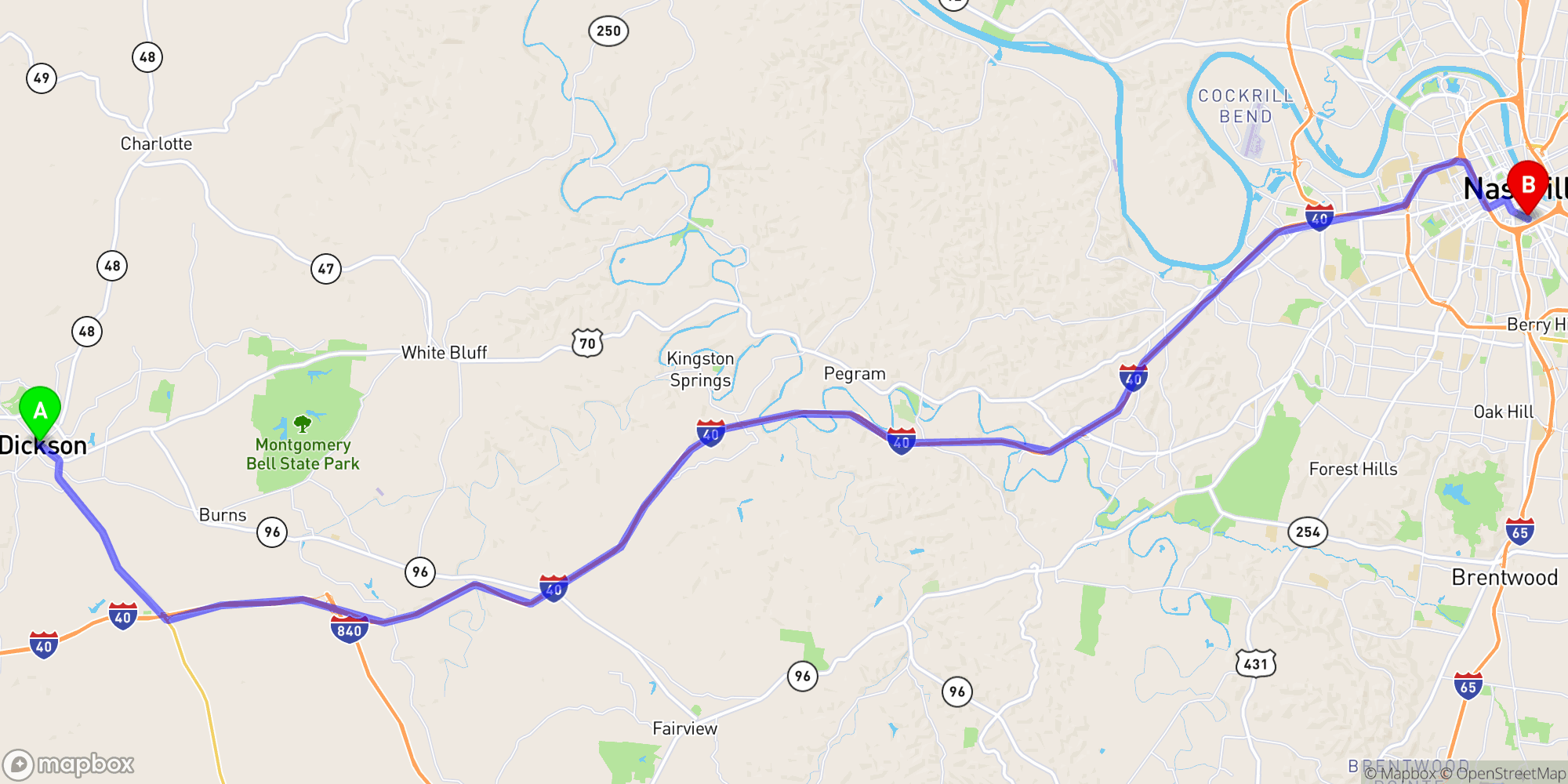 Shuttle from Dickson to Nashville Greyhound Bus Station