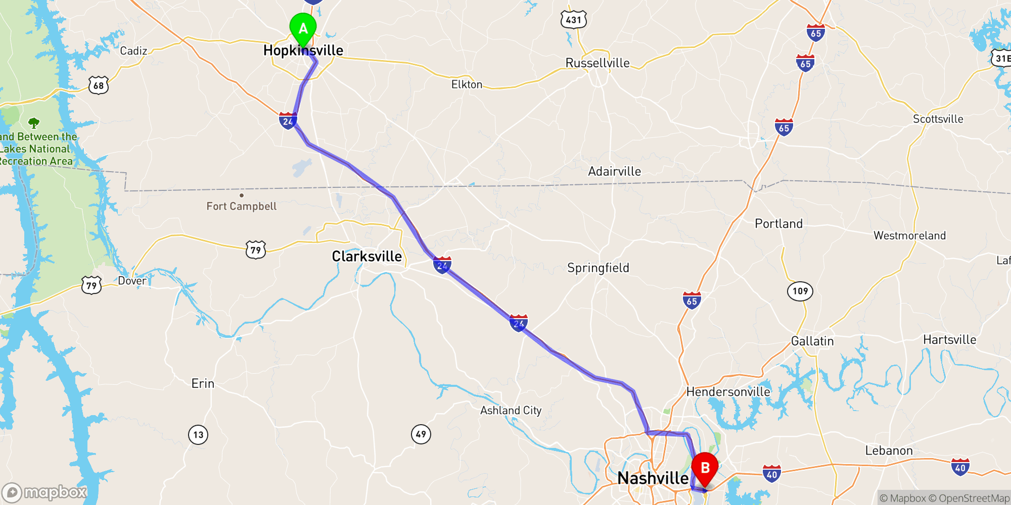 Shuttle from Hopkinsville Kentucky to Nashville Airport