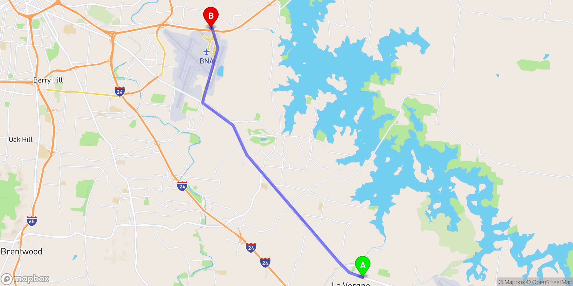 Shuttle from La Vergne to Nashville Airport
