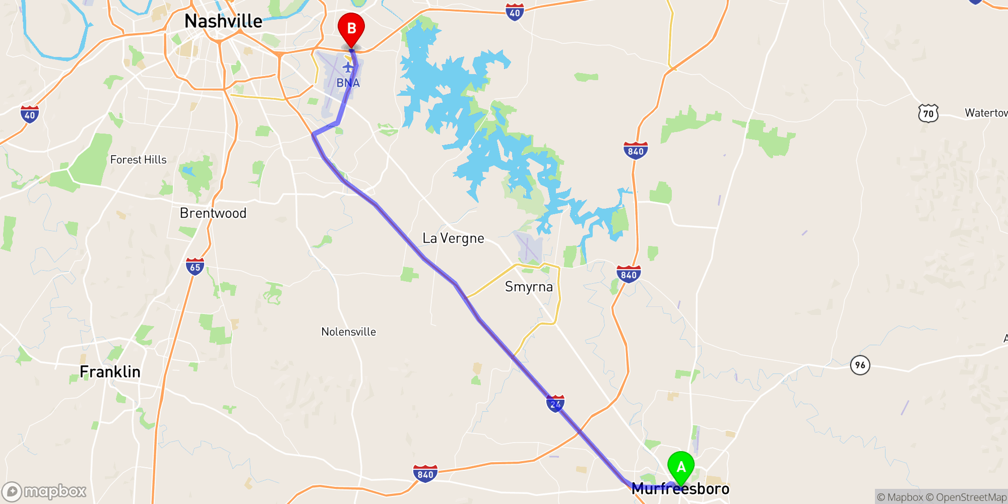 Shuttle from Murfreesboro to Nashville Airport