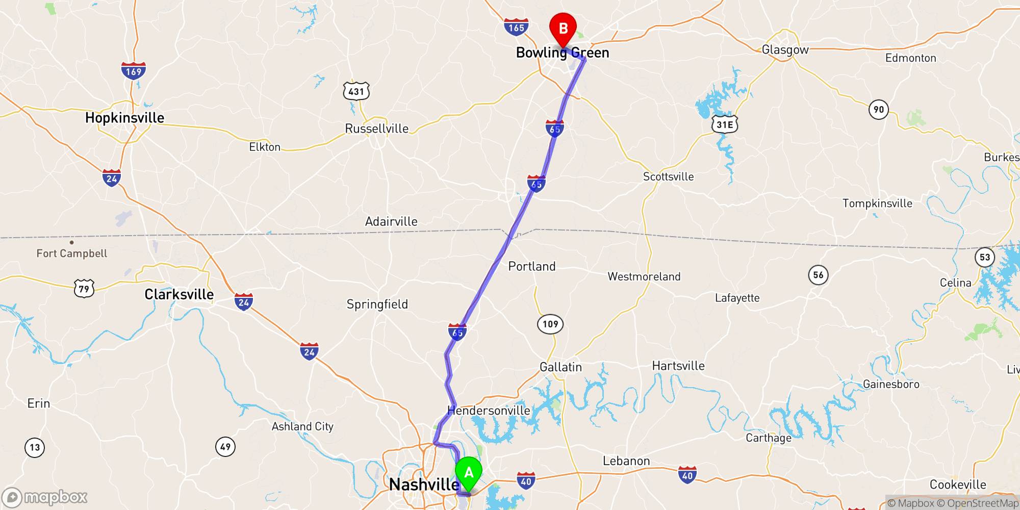 Shuttle from Nashville Airport to Bowling Green Kentucky