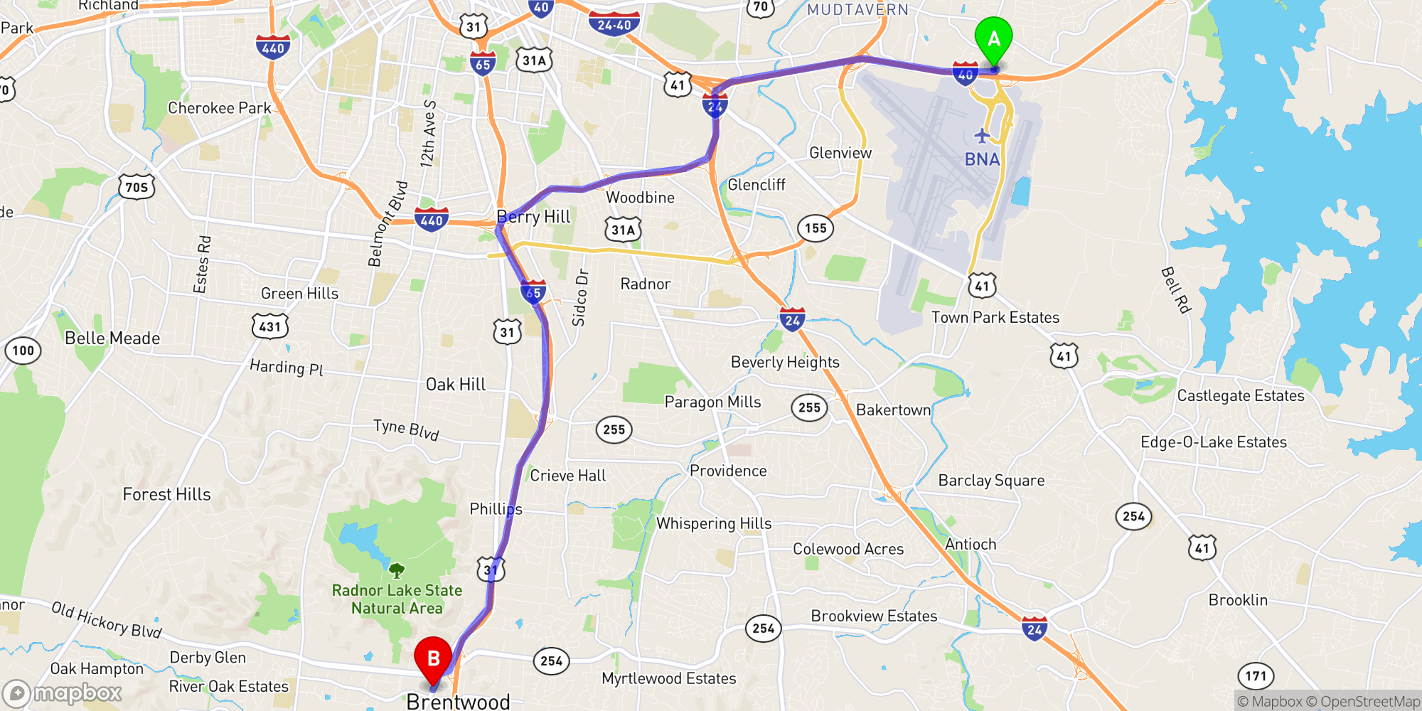 Shuttle from Nashville Airport to Brentwood