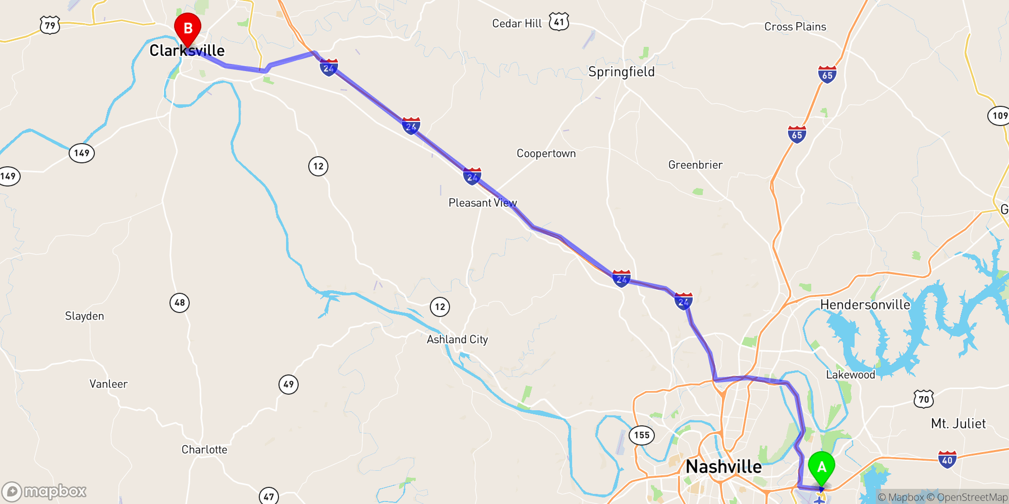 Shuttle from Nashville Airport to Clarksville