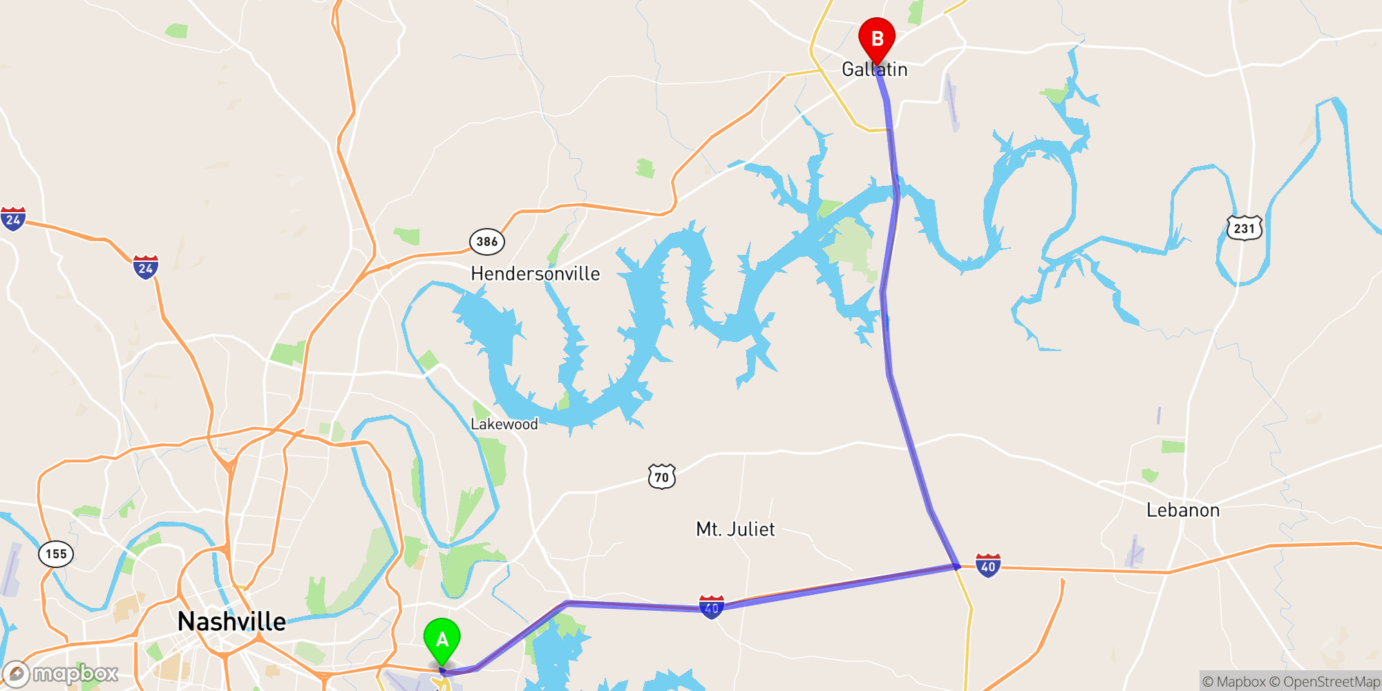 Shuttle from Nashville Airport to Gallatin