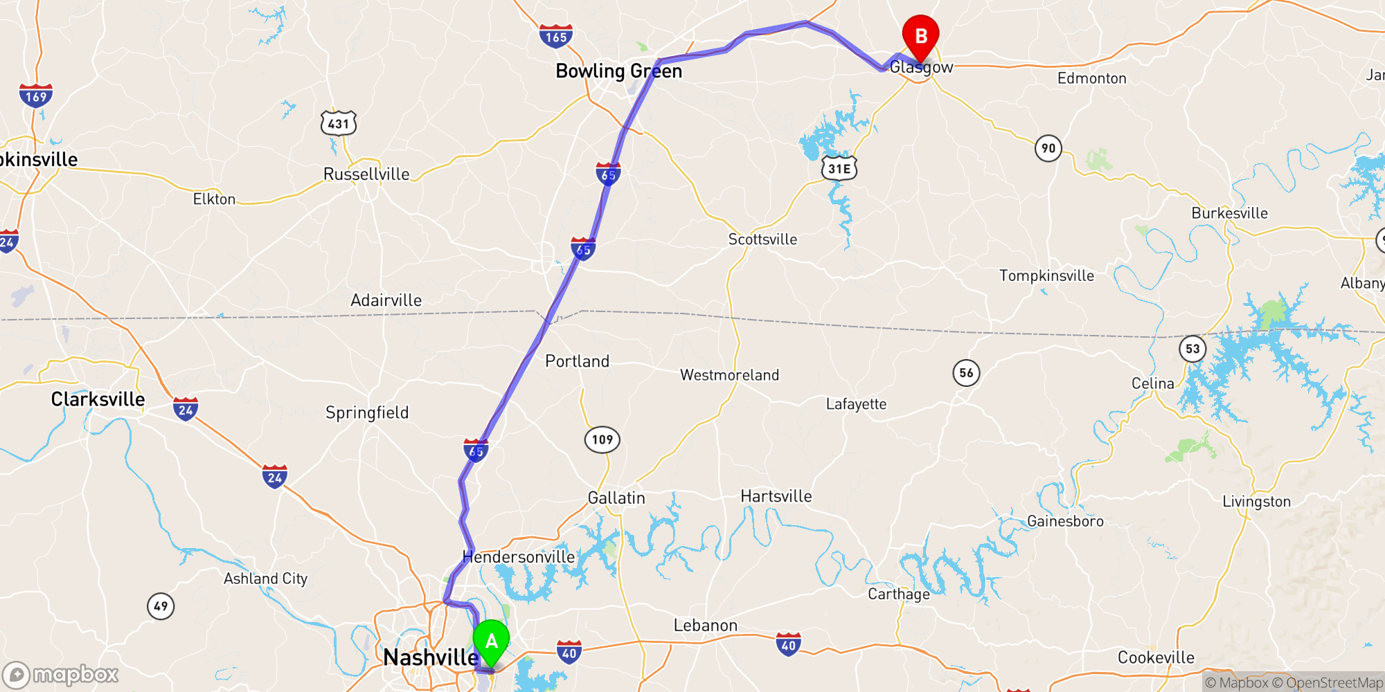 Shuttle from Nashville Airport to Glasgow Kentucky