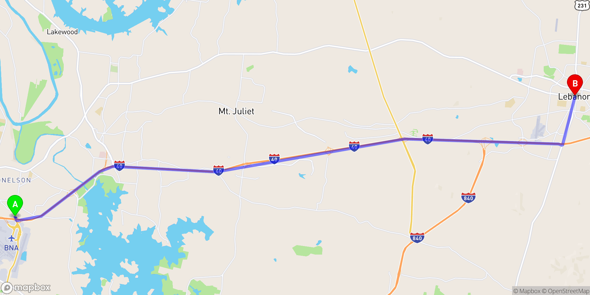 Shuttle from Nashville Airport to Lebanon