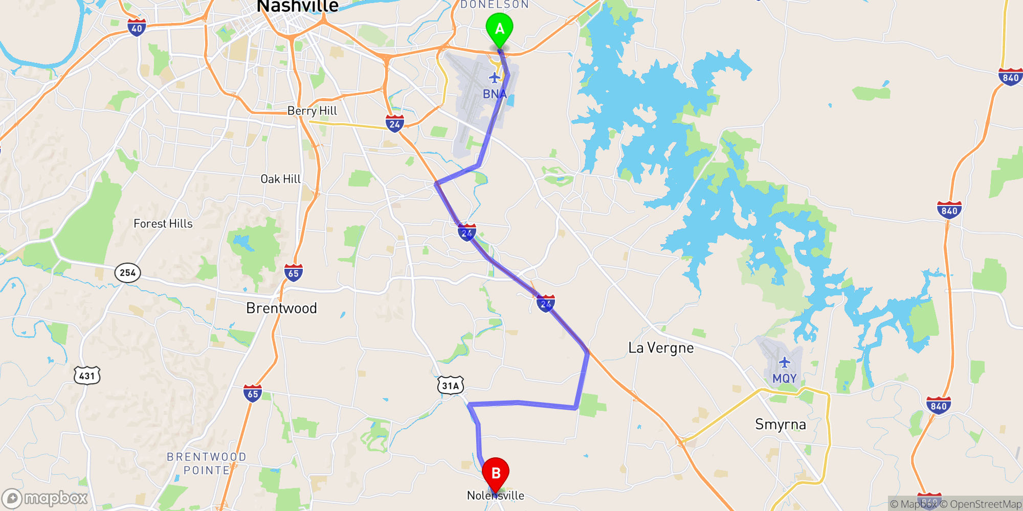 Shuttle from Nashville Airport to Nolensville
