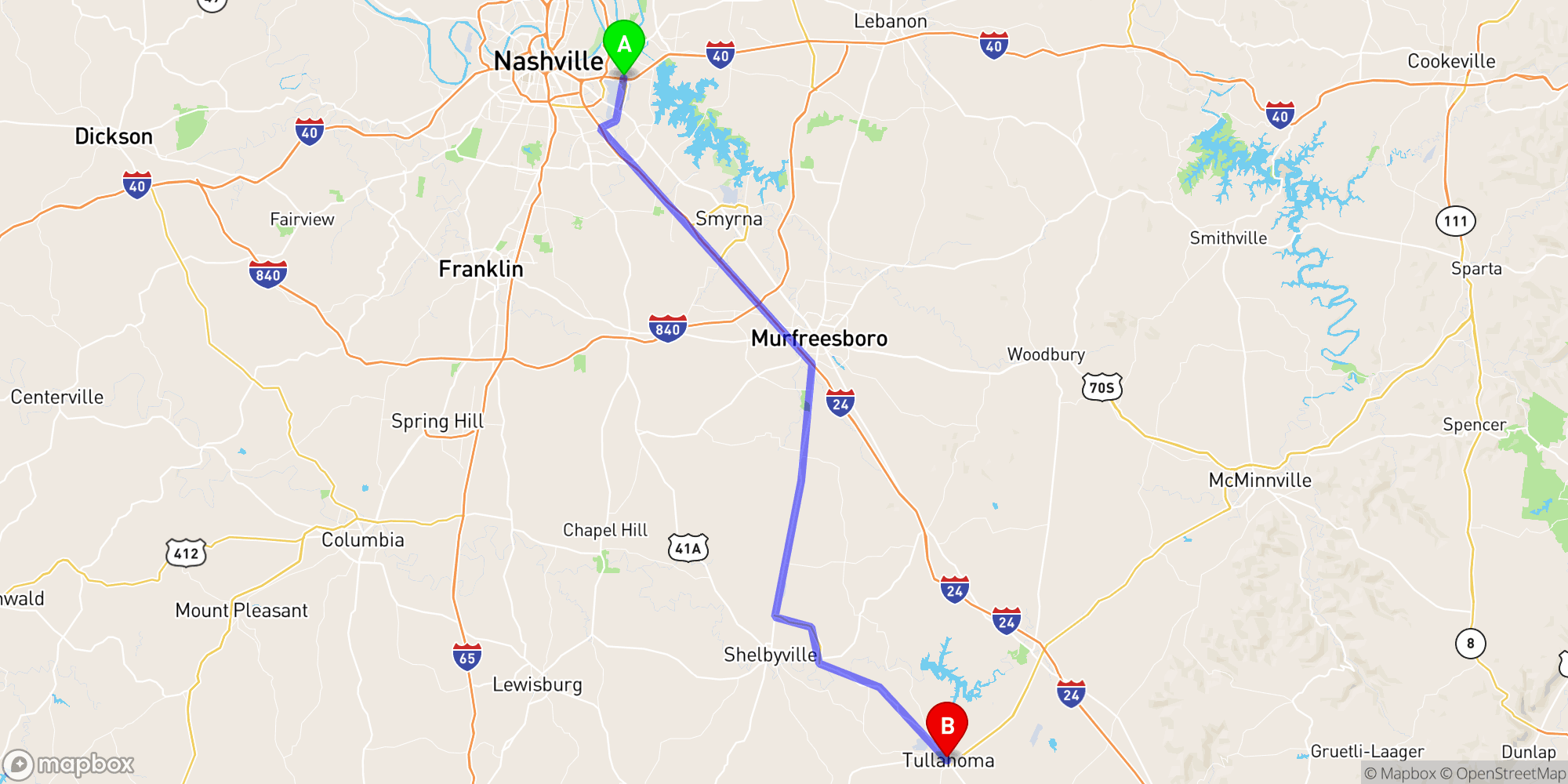 Shuttle from Nashville Airport to Tullahoma