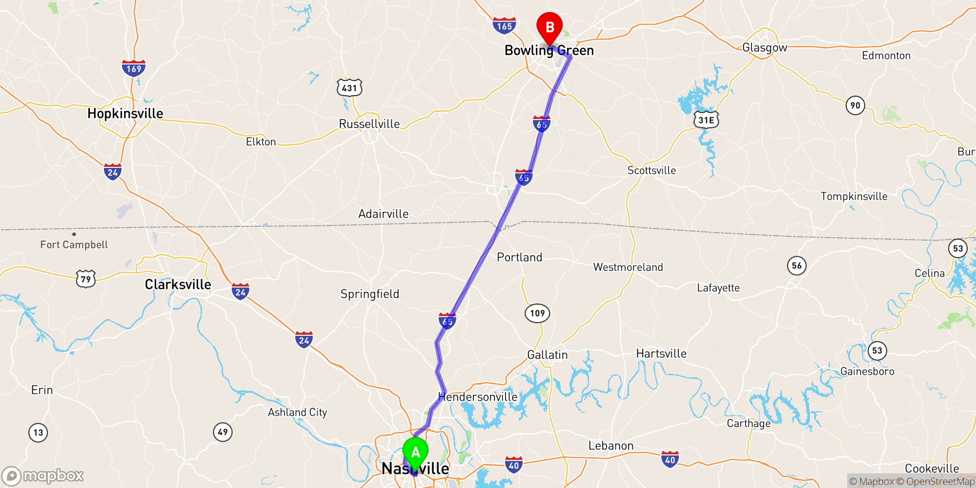 Shuttle from Nashville Greyhound Bus Station to Bowling Green Kentucky