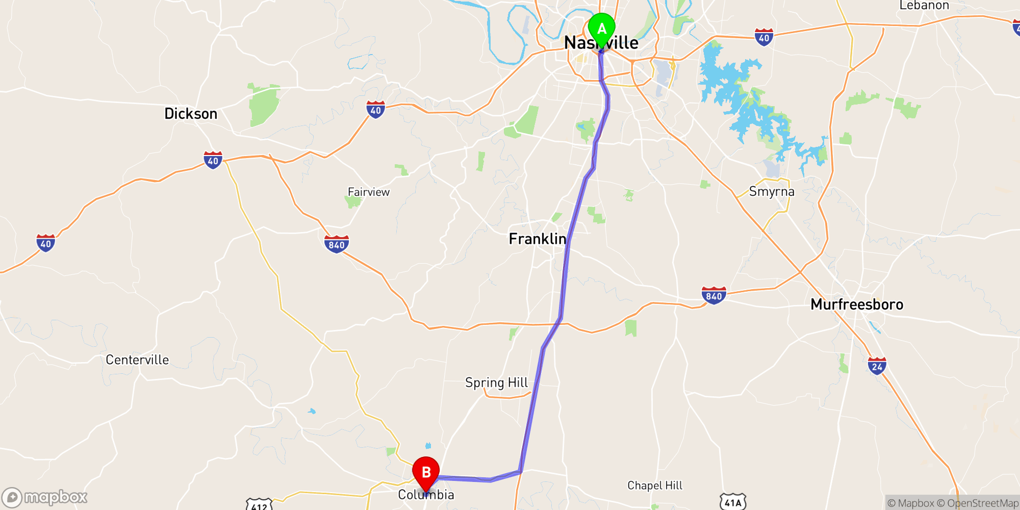 Shuttle from Nashville Greyhound Bus Station to Columbia