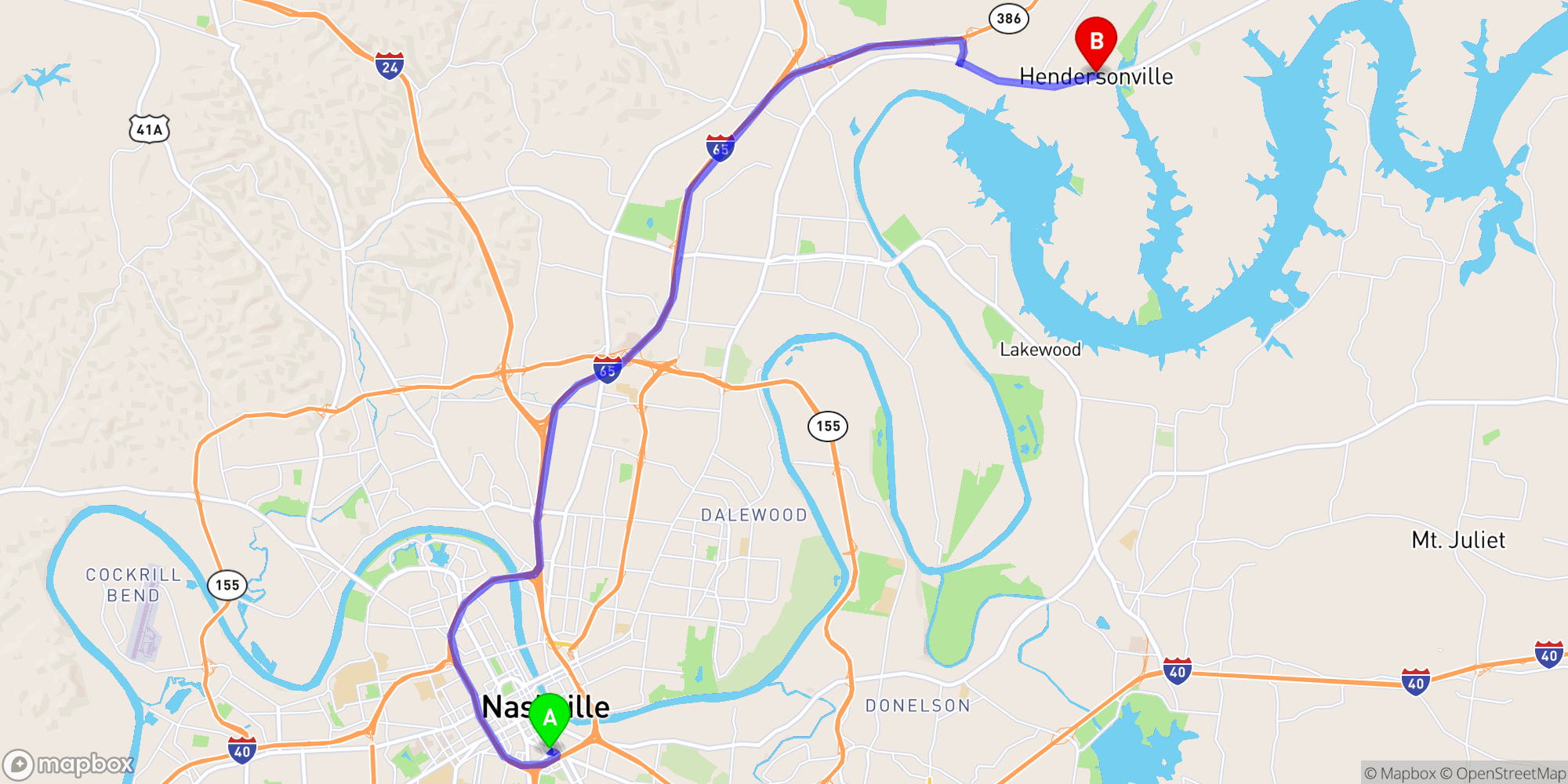 Shuttle from Nashville Greyhound Bus Station to Hendersonville