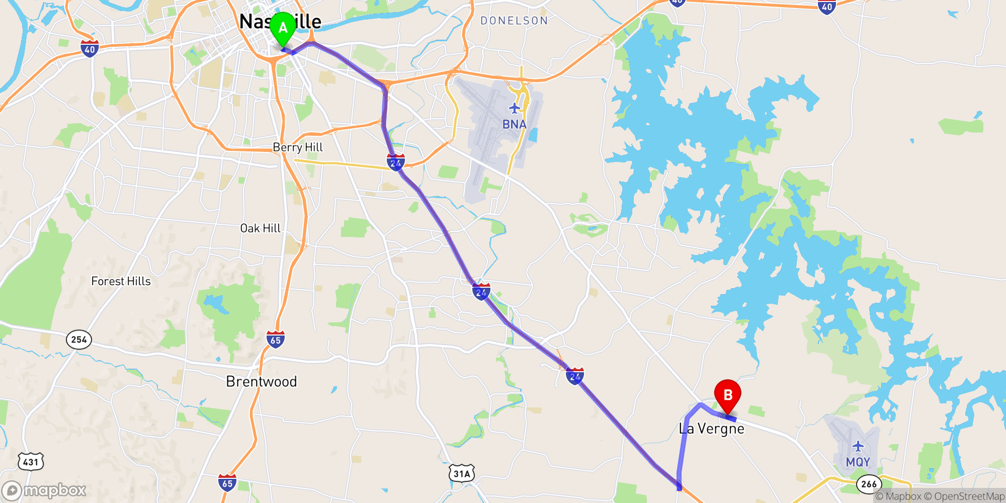 Shuttle from Nashville Greyhound Bus Station to La Vergne