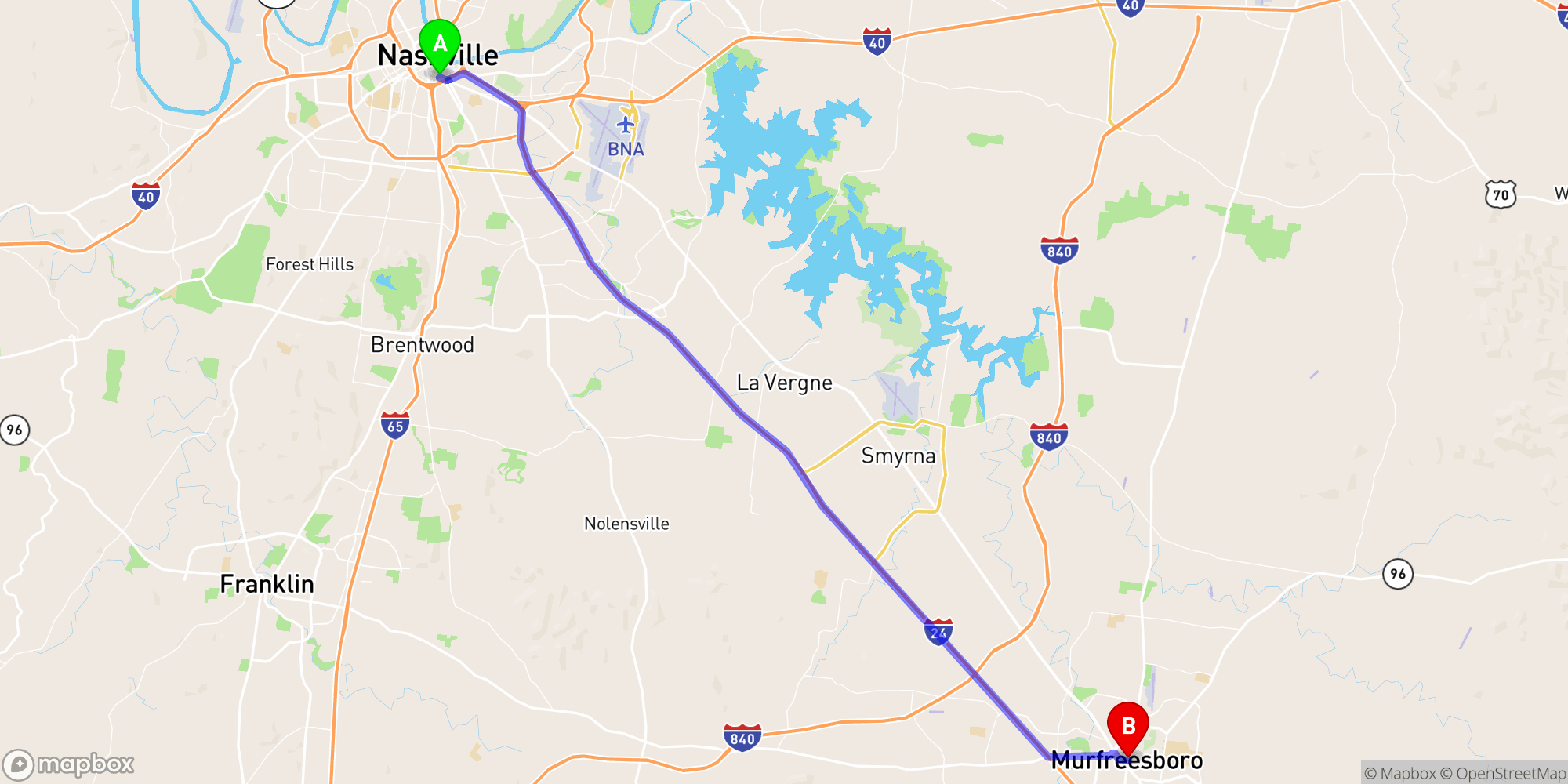 Shuttle from Nashville Greyhound Bus Station to Murfreesboro