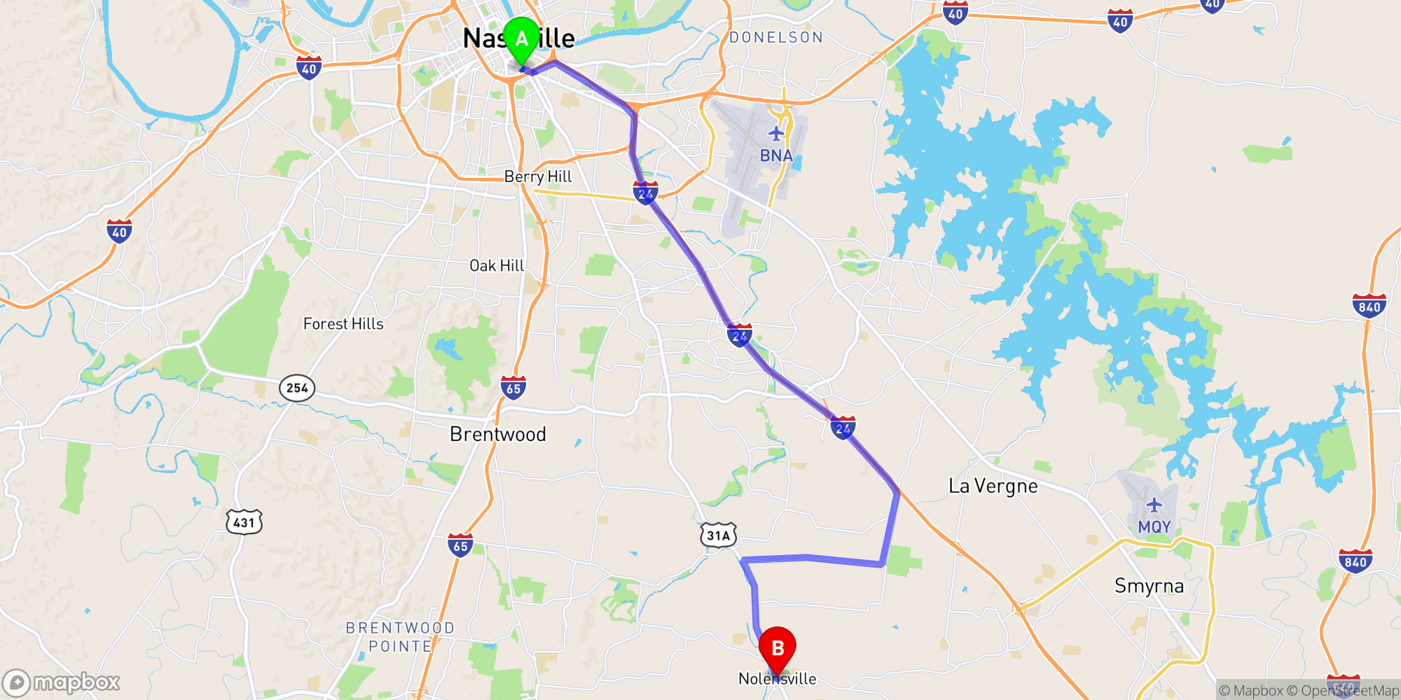 Shuttle from Nashville Greyhound Bus Station to Nolensville