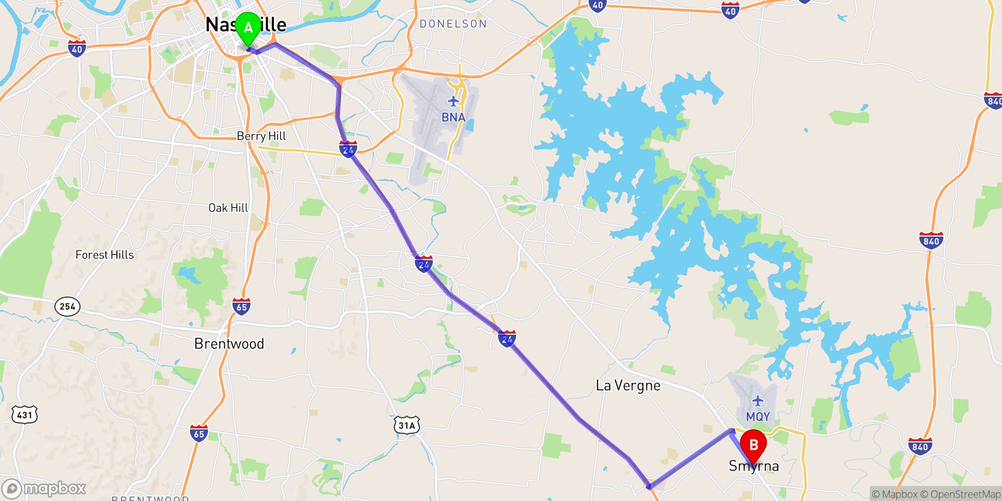 Shuttle from Nashville Greyhound Bus Station to Smyrna