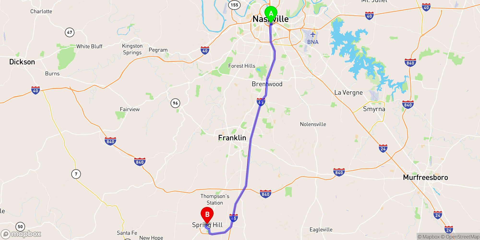 Shuttle from Nashville Greyhound Bus Station to Spring Hill