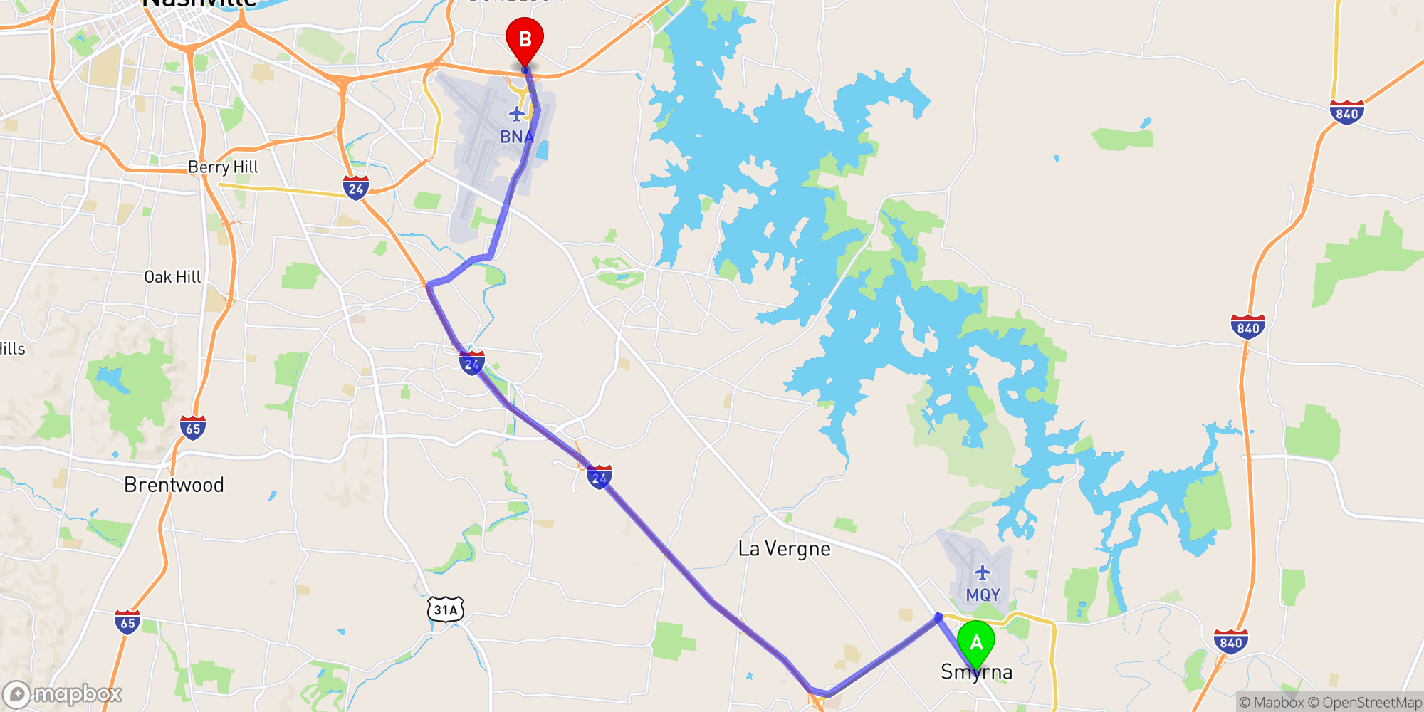 Shuttle from Smyrna to Nashville Airport