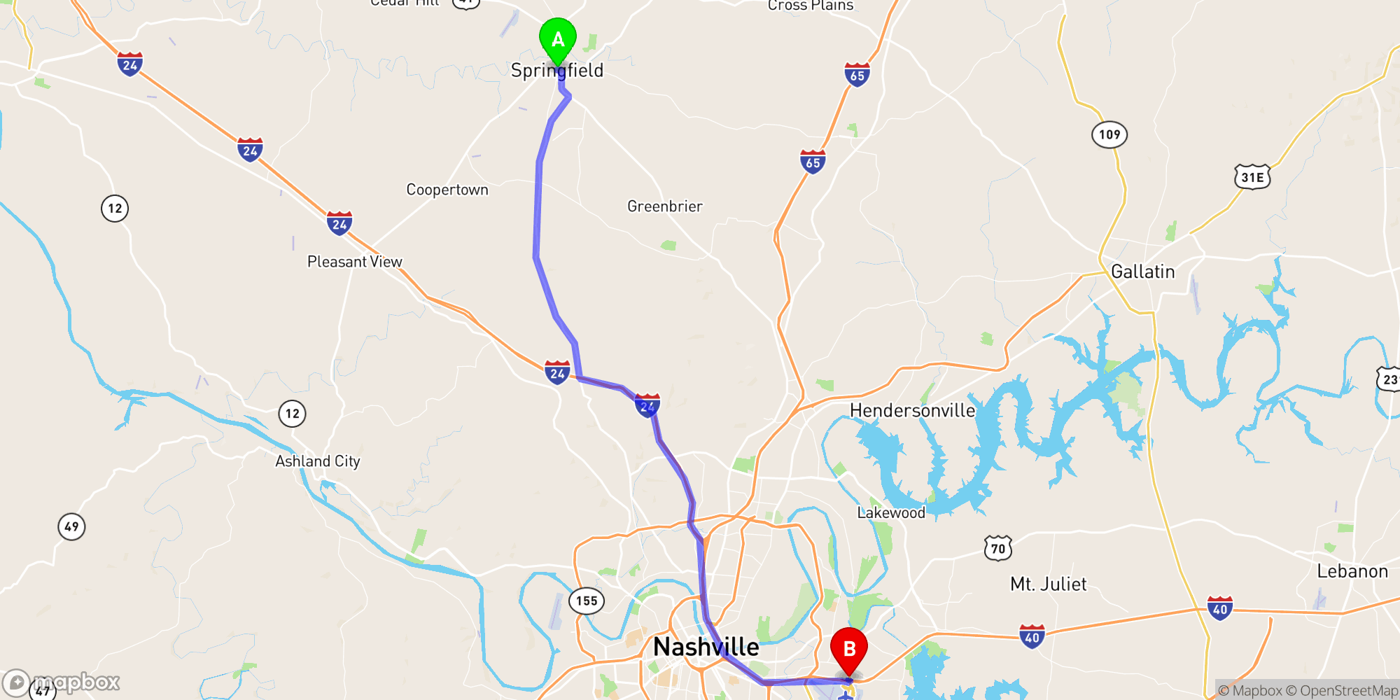 Shuttle from Springfield to Nashville Airport