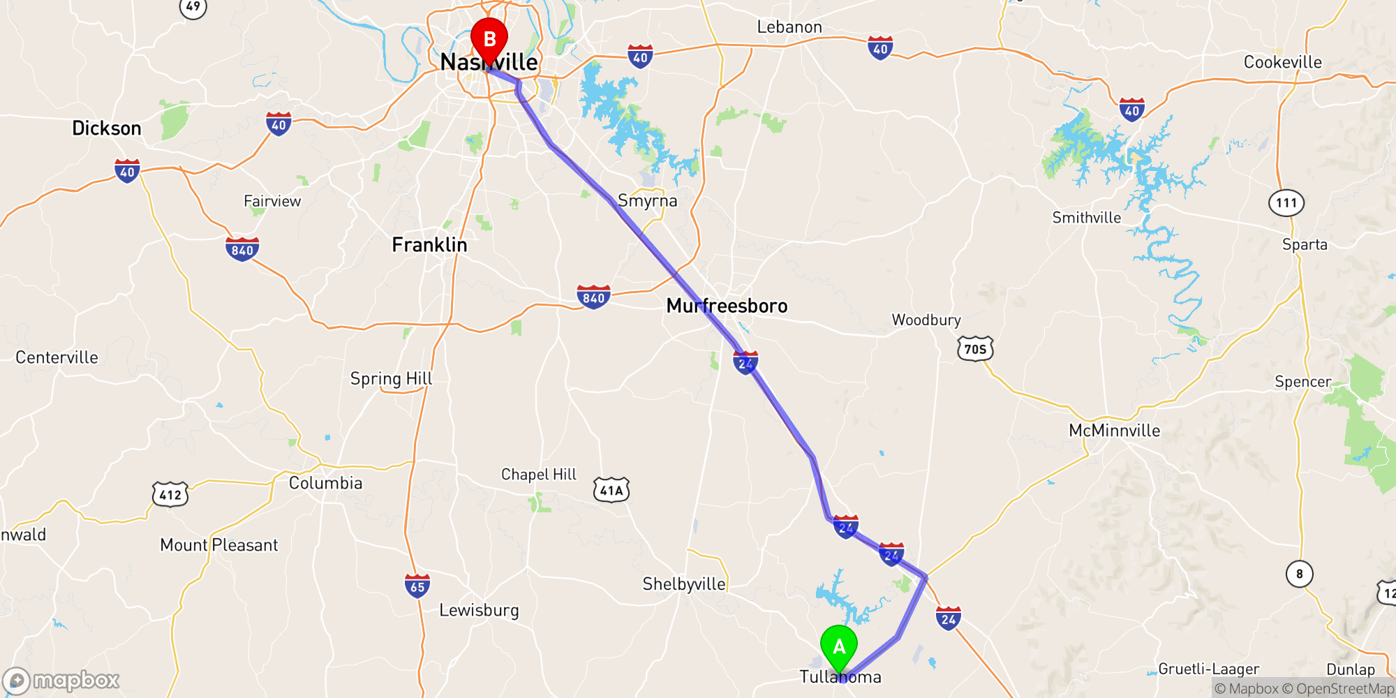 Shuttle from Tullahoma to Nashville Greyhound Bus Station
